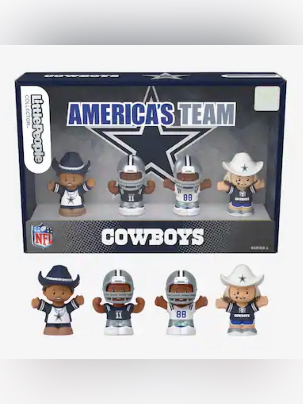 Fisher Price Little People Collector NFL Dallas Cowboys 4-Pack Play Figures NIB